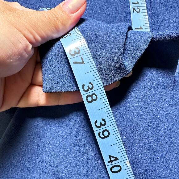 Sandro Paris Yoko Fluted Crepe Mini Dress Blue Women 3 Large - Picture 9 of 10